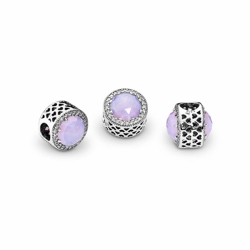 Pandora Radiant Hearts Charm - Sterling Silver/Pink/Mixed Stones/Cubic Zirconia - Canada | IF4686PY